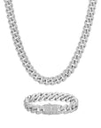 12mm white gold iceman cuban chain necklace and bracelet set by Iceman Society