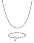 4mm white gold rope chain necklace and bracelet set by Iceman Society