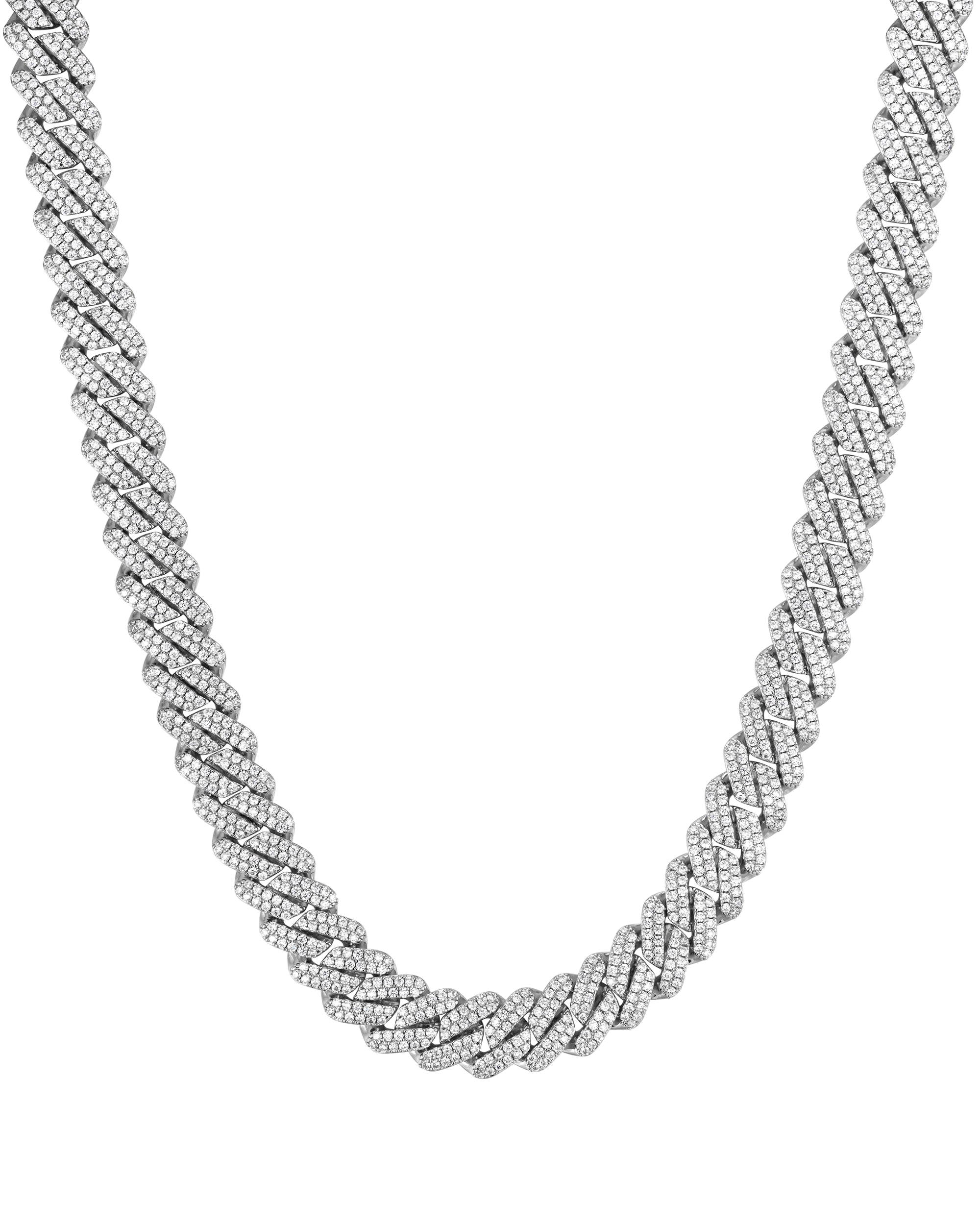 13mm white gold ice prong cuban necklace by Iceman Society