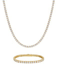 3mm 18K gold ice sparkler tennis chain necklace and bracelet set by Iceman Society