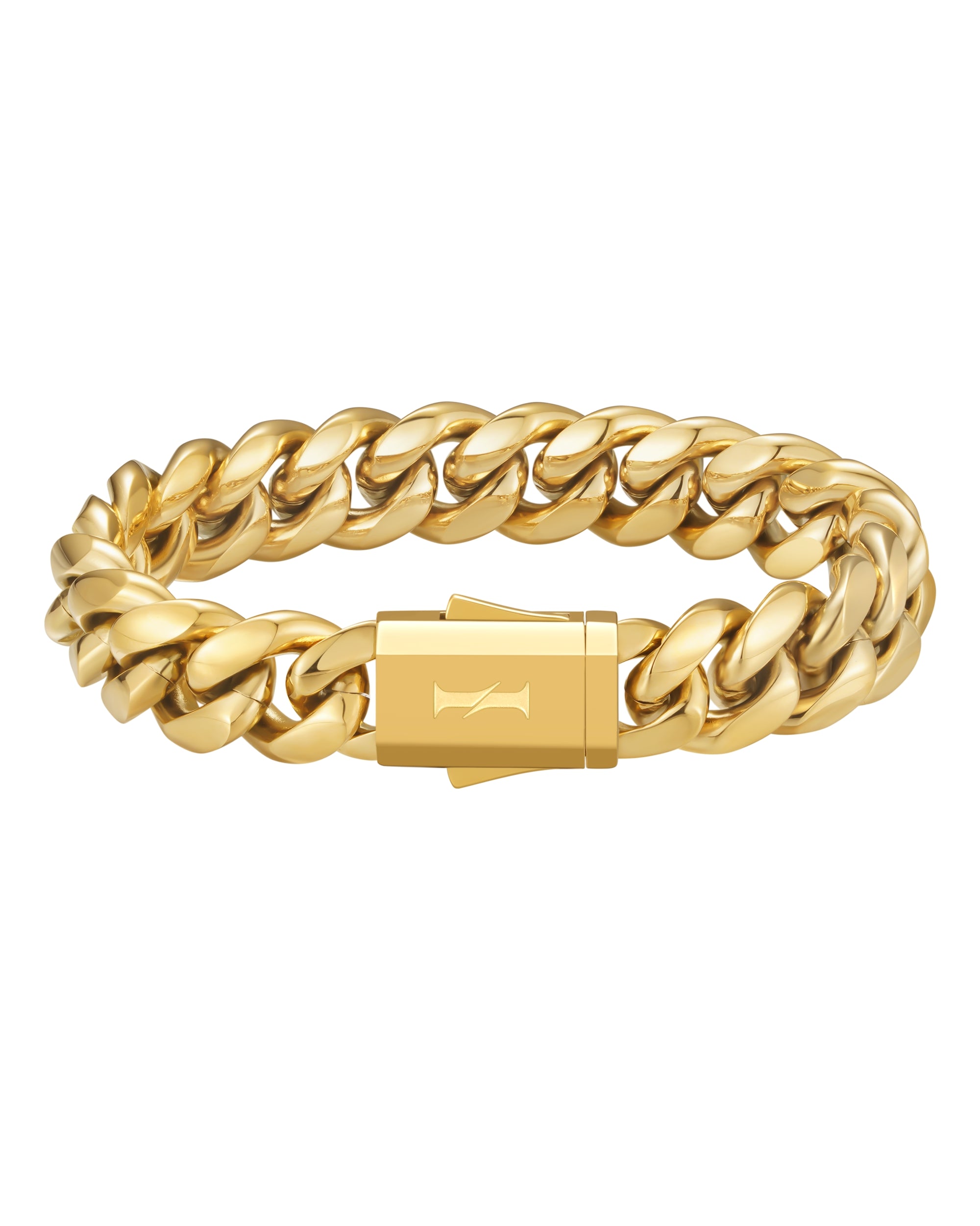 12mm 18k gold plain cuban bracelet by Iceman Society