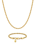 4mm 18k gold rope chain necklace and bracelet set by Iceman Society
